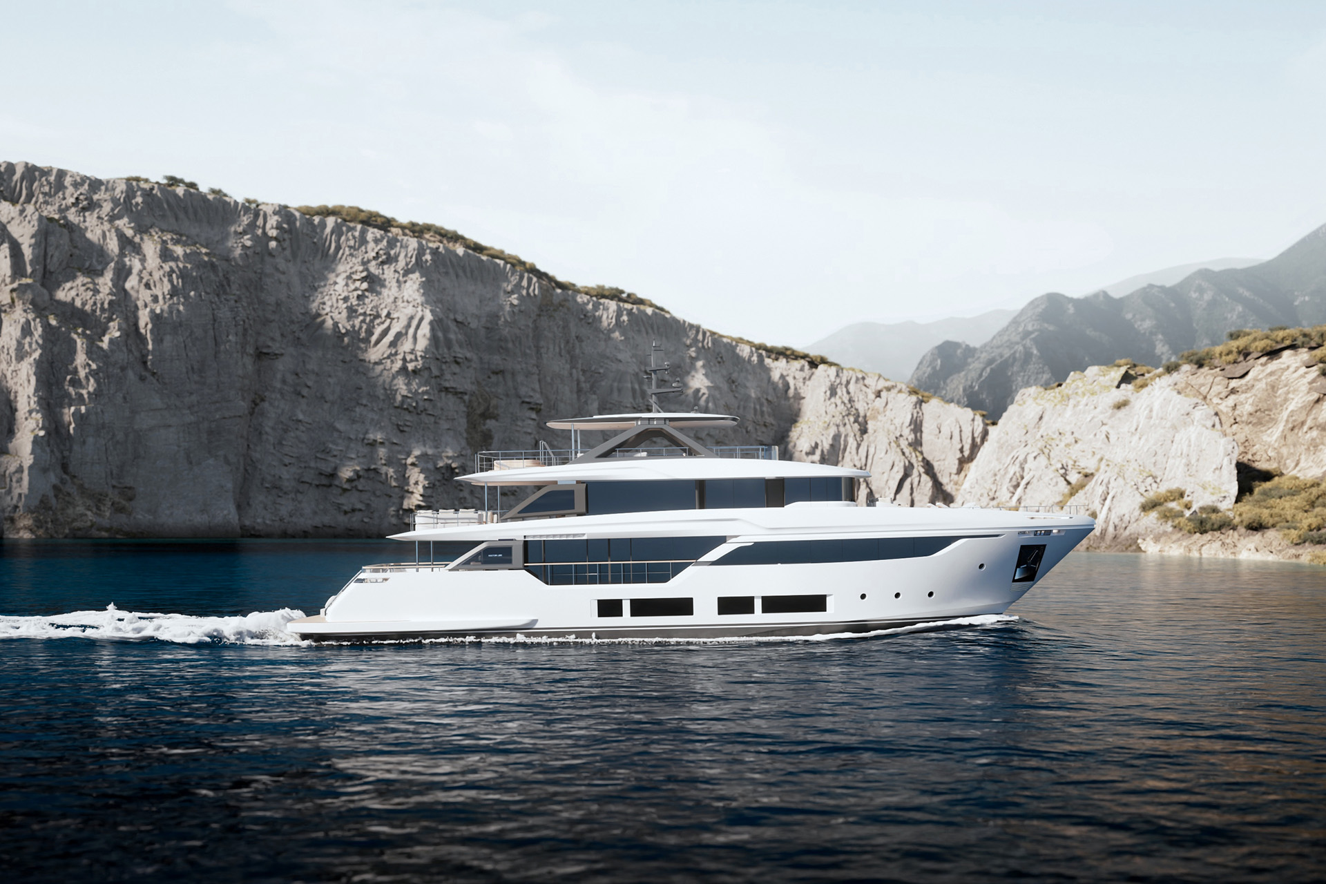 Custom Line Navetta 35: the pleasure of cruising immersed in wide open spaces, natural light and the utmost comfort.<br />
 