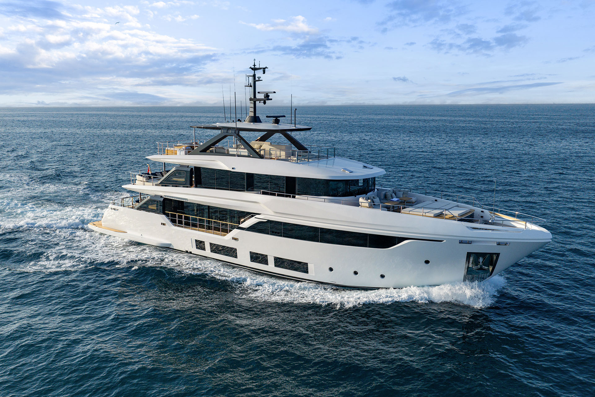 Custom Line Navetta 35: the new Custom Line premiere brings made-to-pleasure yachting to the Monaco Yacht Show.<br />
 